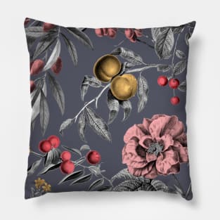 Antique Botanical Pattern (Blue-Gray) Pillow