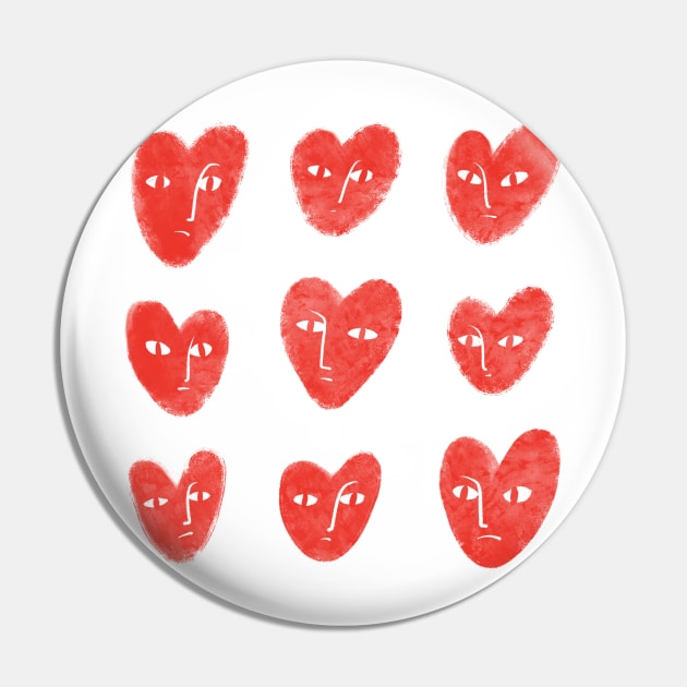 Nine red hearts with confused faces Pin by iulistration