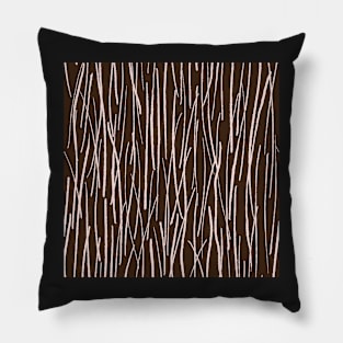 Pine Needles in the forest, chocolate brown and cream Pillow