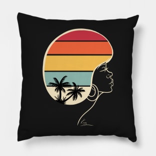 Retro Afro Sunset | Black Woman Afro Art Pillow