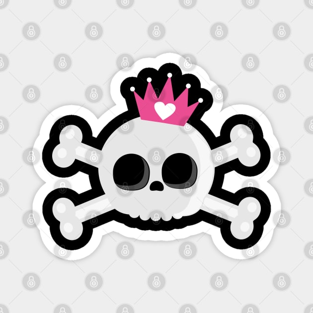 Cute Emo Skull with Crown Magnet by RageRabbit