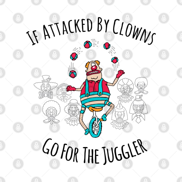 If attacked by clowns, go for the juggler by Alema Art