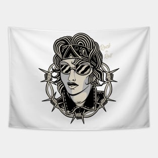 Rock n Roll Girl Traditional Vintage Tattoo Tapestry