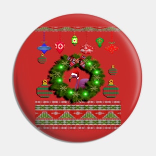 Christmas Ugly Santa Hat on Flamingo Funny Xmas Gag Gift Pin