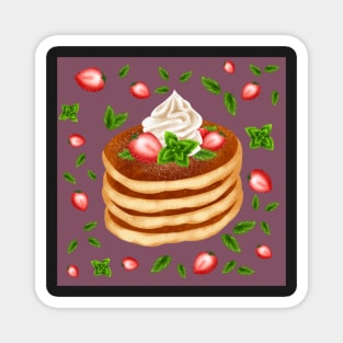 Strawberries Cream & Mint Pancake Print Magnet