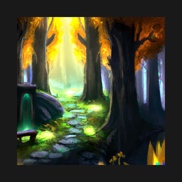 Forest with stone paths by SatyaStoreDesigns