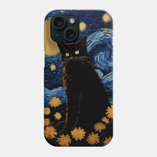 Sunflower Starry Night Cat Phone Case