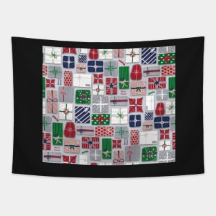 Xmas parcels on gray Tapestry