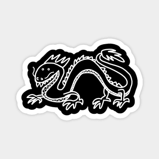 Dragon White Line Drawing Magnet