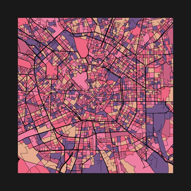 Milan Map Pattern in Purple & Pink by PatternMaps