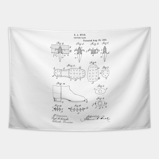 Driving Calk Show Vintage Patent Hand Drawing Tapestry by TheYoungDesigns