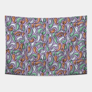 Colorful Floating Ghosts - Halloween Pattern - Pastel Colors Tapestry