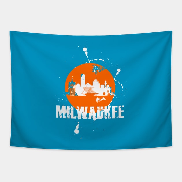 Milwaukee skyline Tapestry by DimDom