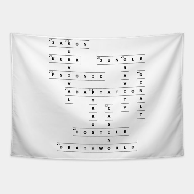 (1960DE) Crossword pattern with words from a famous 1960 science fiction book. Tapestry by ScienceFictionKirwee