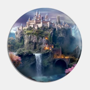 Fortress Castle Otherworldly Dimension Fantastic Landscape Surrealist Pin