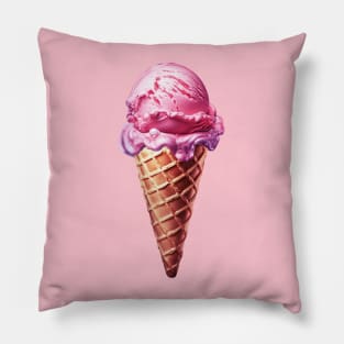 Raspberry Sorbet Sweet Ice Cream Cone Pillow