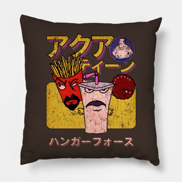 Aqua Teen Hunger Force  Japan Vintage Look Fan Art Design Pillow by We Only Do One Take