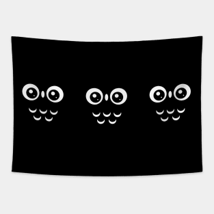 Cut out Black and White cute baby Owl Tapestry