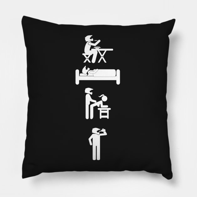 Eat Sleep Fuck Drink Dirt Bike Motocross Humor Pillow by Dirt Bike Gear