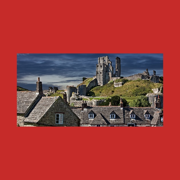 Corfe Castle, Dorset, UK, Over the Village Rooftops by Chris Lord