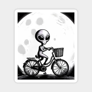 Alien on a Bicycle in the moonlight Magnet