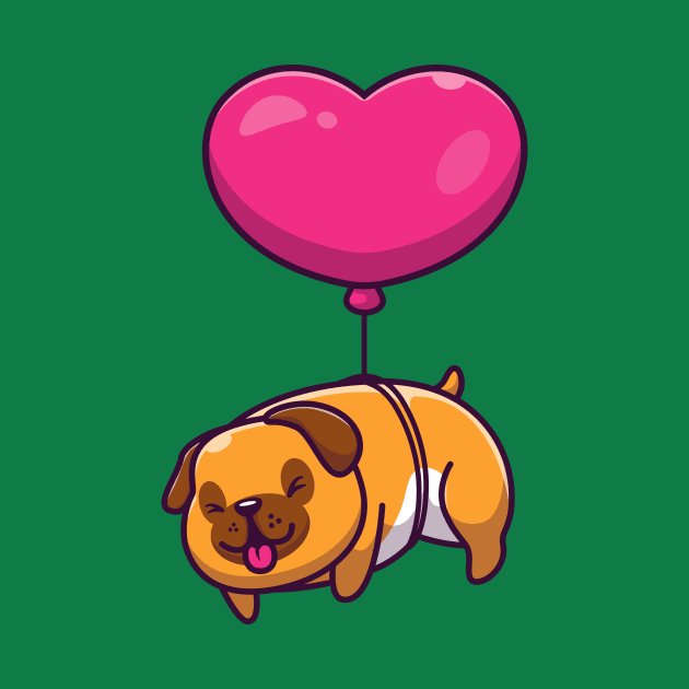 Cute Dog With Love Balloon Cartoon by Catalyst Labs