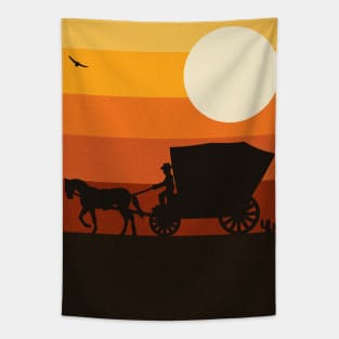 Wild Ride - Retro Vintage Sunset Sky American West Tapestry