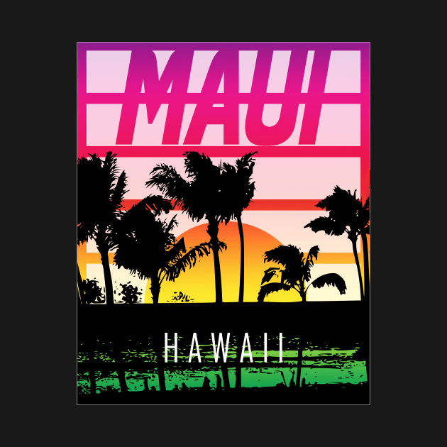 Hawaiian Tropical Sunset Beach and Palm by Upward Spin