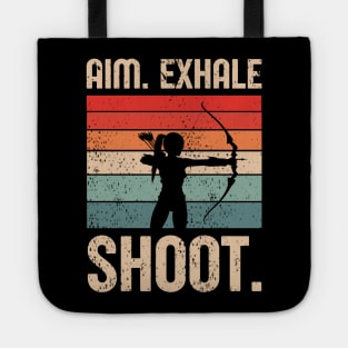 Archery Girl Aim Exhale Shoot Archer Retro Vintage Tote