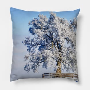 Winter Tree Landscape / Swiss Artwork Photography Pillow