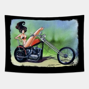 Bikini Motorcycle Girl Tapestry