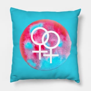 Double Venus Symbol Watercolor (Lesbian/Bisexual/Sapphic/WLW) Pillow