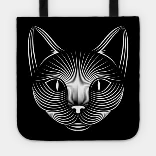 Creepy white cat face Tote