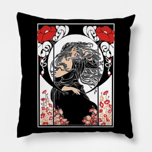 Art Deco Lady (on black) Pillow