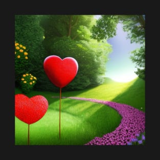 Valentine Wall Art - Two different hearts in the same place - Unique Valentine Fantasy Planet Landsape - Photo print, canvas, artboard print, Canvas Print and T shirt T-Shirt