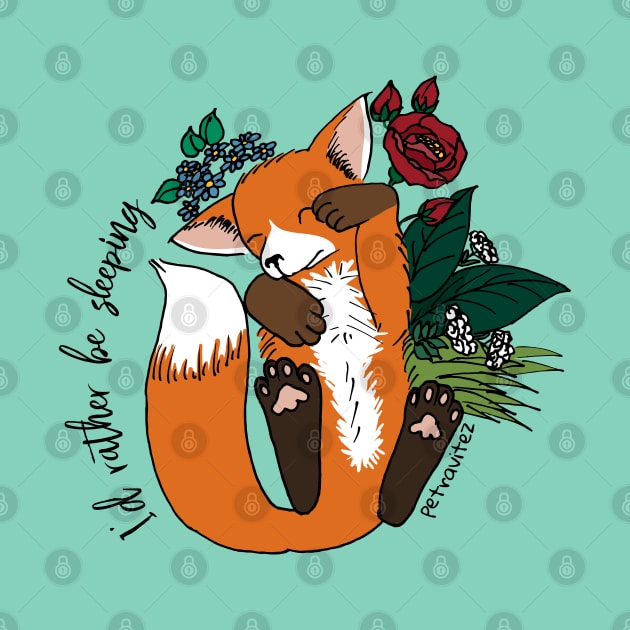 I'd rather be sleeping - cute fox napping by Petra Vitez