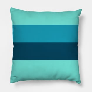 A solitary pattern of Water, Tiffany Blue, Blue-Green and Marine Blue stripes. Pillow