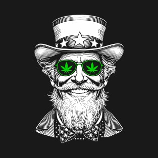 Weed Uncle Sam USA Funny 4th Of July 420 Stoner Marijuana T-Shirt