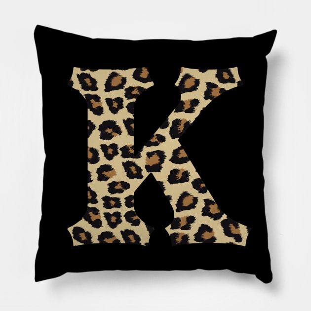 Letter K Leopard Cheetah Monogram Initial Pillow by squeakyricardo