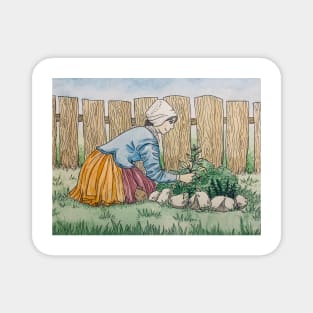 Pilgrim Woman Tending Garden Magnet