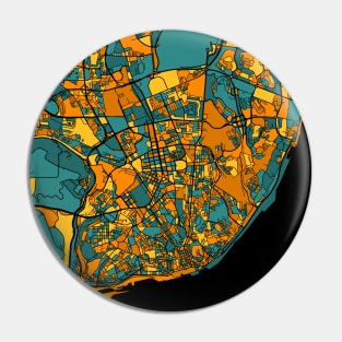 Lisbon Map Pattern in Orange & Teal Pin