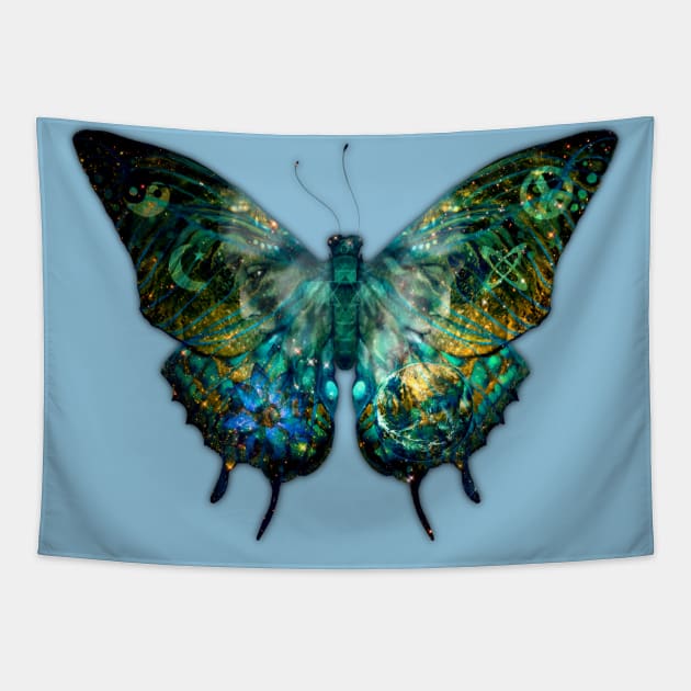 Butterflies, Celestial Garden Butterfly’s Soul in Green Tapestry by Dream and Design