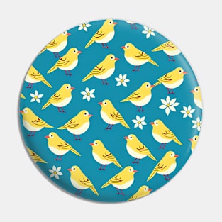 Cheerful Canaries Pop Art Pattern with Simplistic Cartoonish Style Pin