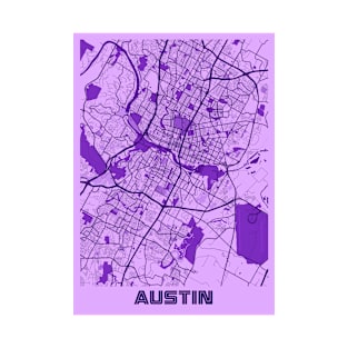 Austin - Texas Lavender City Map T-Shirt
