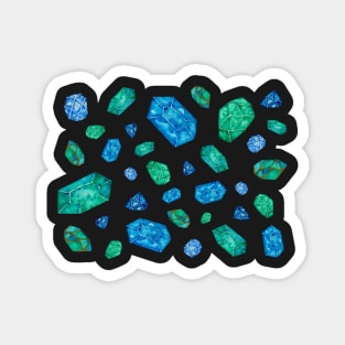 Blue gemstones pattern (black version) Magnet