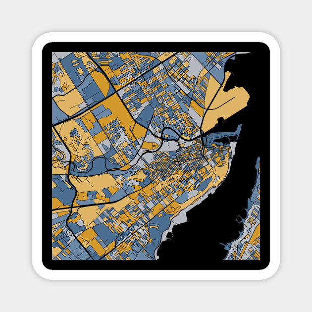 Quebec City Map Pattern in Blue & Gold Magnet by PatternMaps