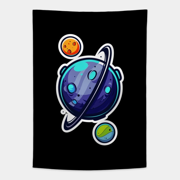 Planet Vibes Tapestry by Adiawarja