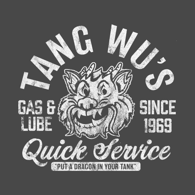 Tang Wu's Gas and Lube - Biker Style (1-Color - Worn - Reverse) by jepegdesign