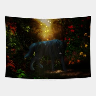 Awesome dark wolf in the night Tapestry