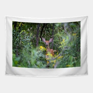 Fawn Hiding - White tailed deer Tapestry